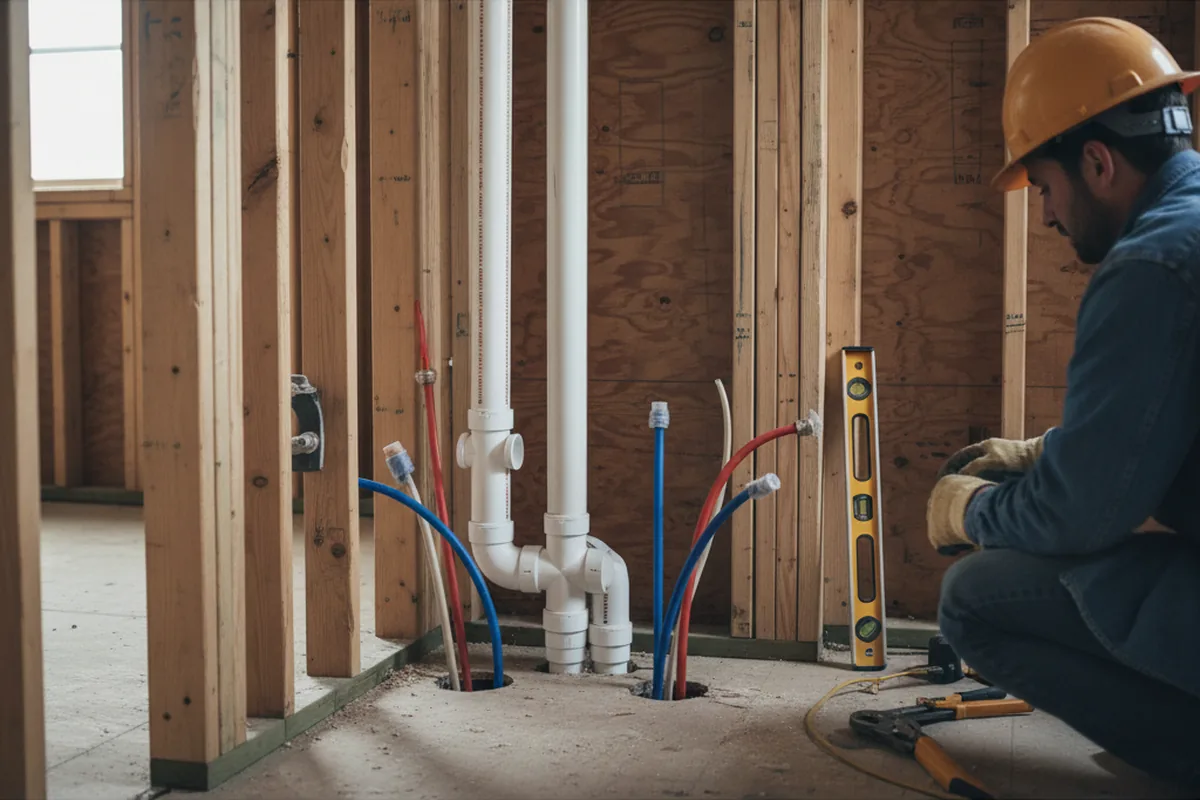 Drain and supply rough-in during Toilet Repair and Installation in West Long Branch