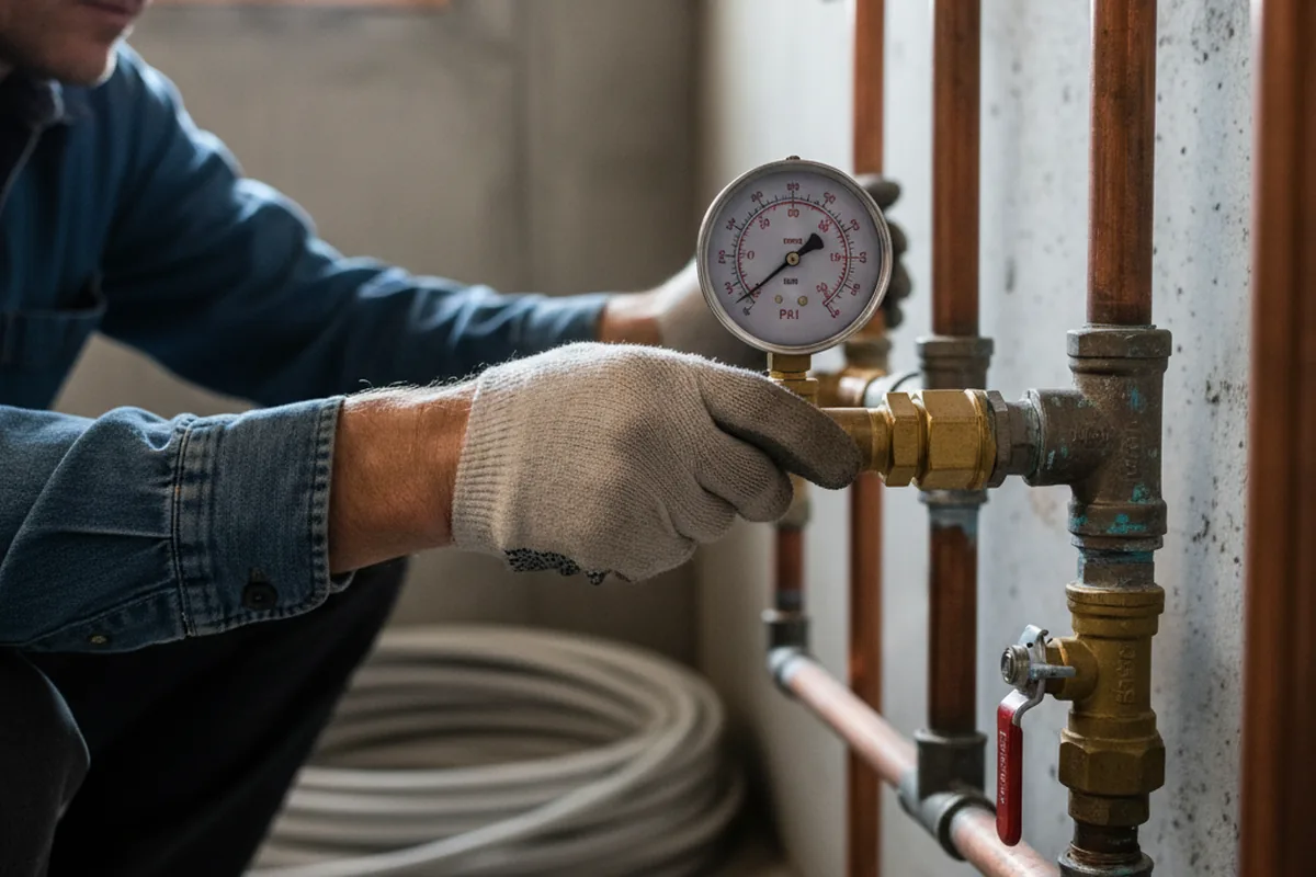 Pressure testing a repaired line during Water Line Repair in West Long Branch
